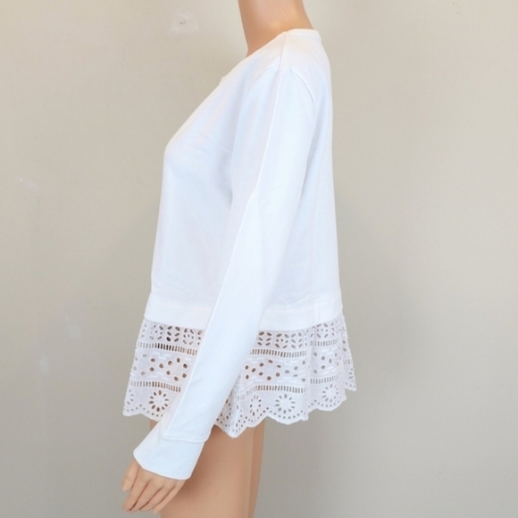 J. Crew White Embellished Boxy Long Sleeve Blouse - Picture 4 of 9